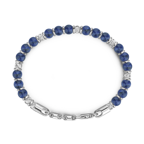 Soft Silver Bracelet with Lapis Lazuli & Silver Beads