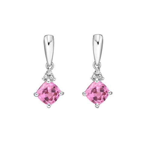 10kt White Gold Lab-Created Pink Sapphire Stud Earrings