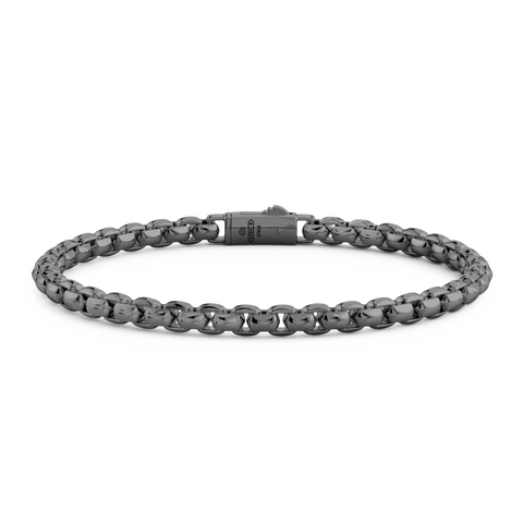 Black Sterling Silver Venetian Link Mens Bracelet