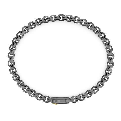 Black Sterling Silver Venetian Link Mens Bracelet