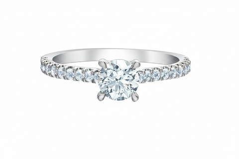 14kt White Gold 1.02cttw Canadian Diamond Side Stones Engagement Ring