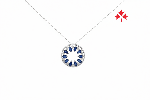 10kt White Gold Marquise Blue Sapphire and CANADIAN Diamonds Pendant