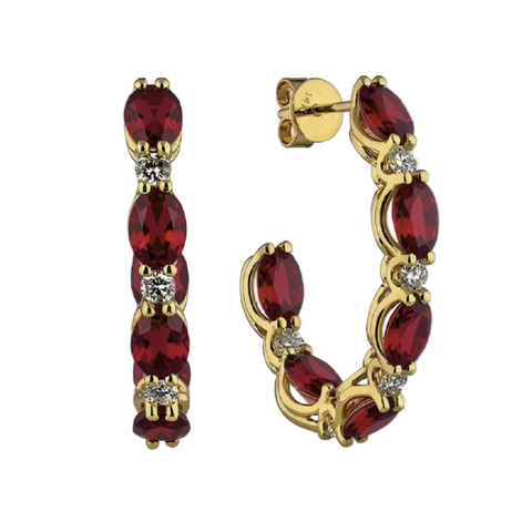 10kt Yellow Gold 6.72cttw Oval Gold Garnet And CANADIAN Diamond Earrings