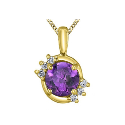 10kt Yellow Gold Amethyst and Diamond Pendant