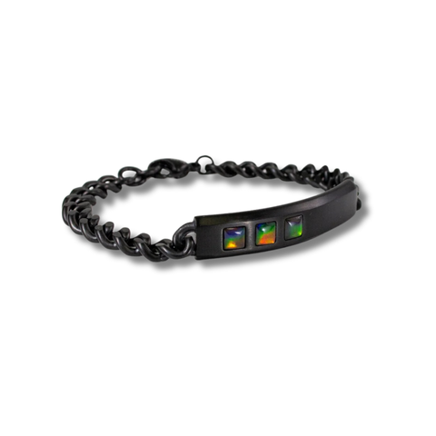 Midnight Ammolite Bracelet in Matte Black Titanium