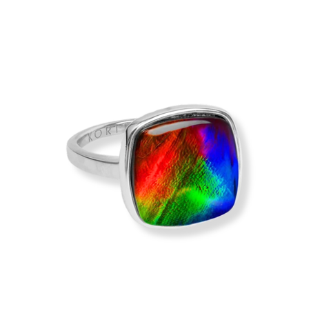 Sterling Silver Origins Cushion Ammolite Ring