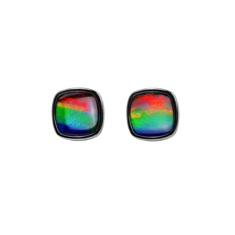 Sterling Silver Origins 9.5mm Cushion Ammolite Stud Earrings