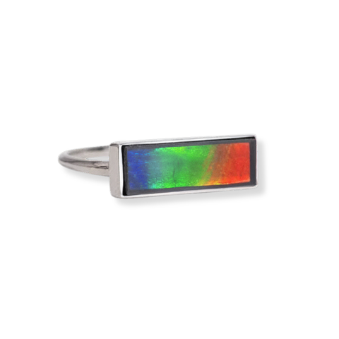 Sterling Silver Barre Ammolite Bezel Ring