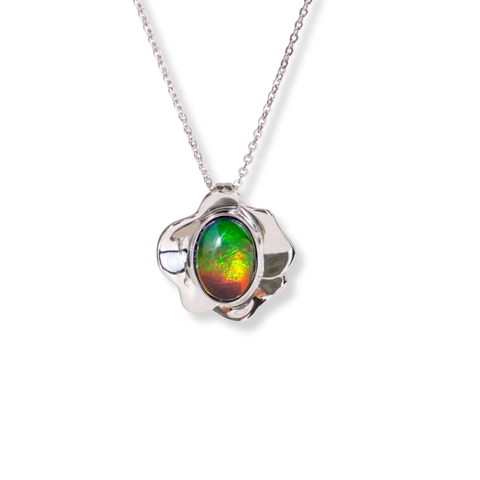 Sterling Silver Bloom Ammolite Pendant