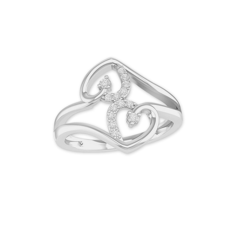 10kt White Gold Double Heart Diamond Ring