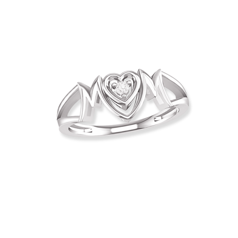 10kt White Gold MOM Diamond Ring