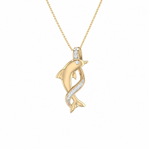 10kt Yellow Gold Diamond Dolphin Pendant