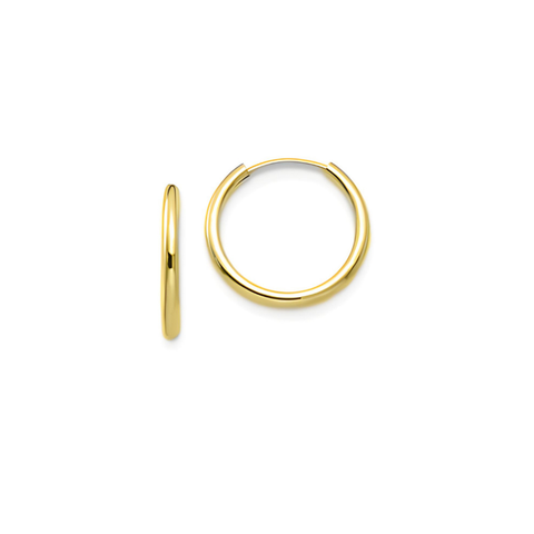 10kt Yellow Gold 12mm Sleeper Earrings 1.57mm Width