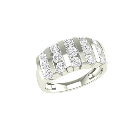 10kt White Gold 1.00cttw Five Row Diamond Ring
