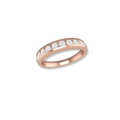 10kt Rose Gold 0.10cttw 10 Diamonds Channel Wedding Band