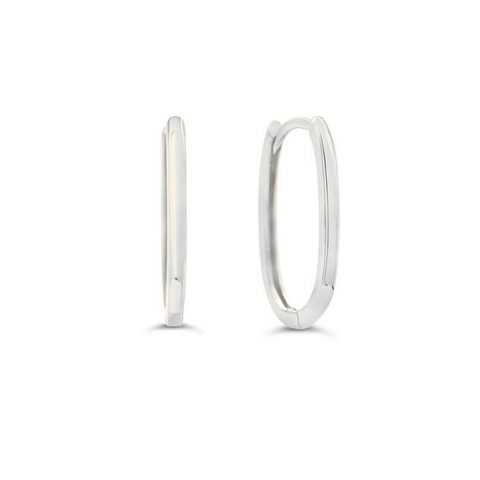 10KT White Gold Slim Classic Hoop Earrings