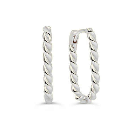 10kt White Gold Rope Twist Hoop Earrings