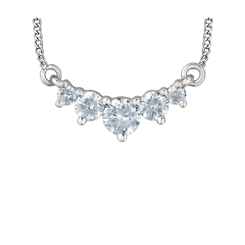 10kt White Gold 0.33cttw Lab-Grown Round Five Diamond Necklace