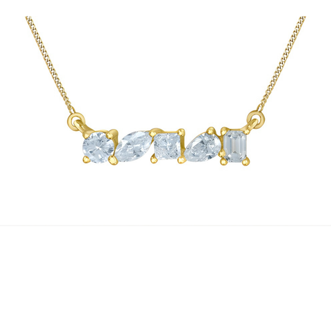 10kt Yellow Gold 0.50cttw Lab-Created Diamond Bar Necklace