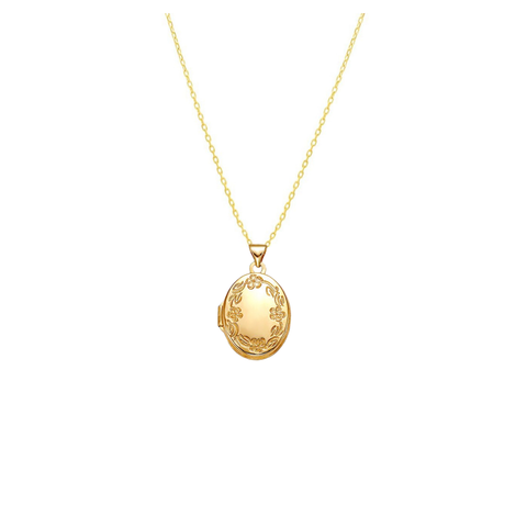 10kt Yellow Gold Oval Locket with Adjustable Chain 16-18inch