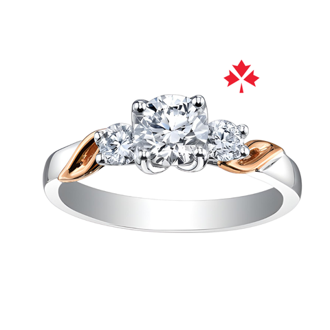 18kt White and Rose Gold 1.00cttw Three Stones Canadian Diamond Engagement Ring