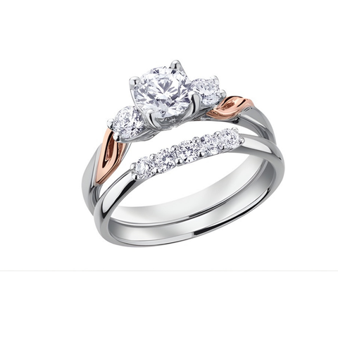18kt White and Rose Gold 1.00cttw Three Stones Canadian Diamond Engagement Ring