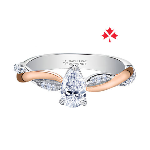 14kt White and Rose Gold 0.66cttw Pear Shape CANADIAN Diamond Engagement Ring