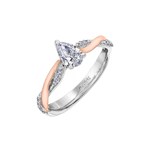 14kt White and Rose Gold 0.66cttw Pear Shape CANADIAN Diamond Engagement Ring