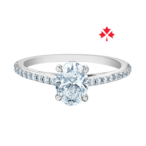 14kt White Gold 1.23cttw Oval CANADIAN Diamond Engagement Ring