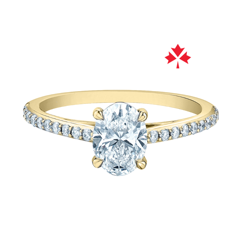 14kt Yellow Gold 1.21cttw Oval CANADIAN Diamond Engagement Ring