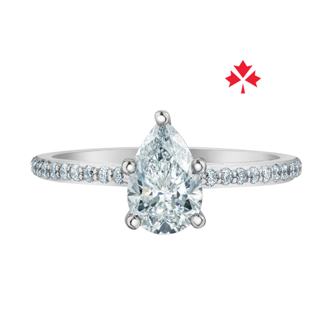 14kt White Gold 1.23cttw Pear CANADIAN Diamond Engagement Ring