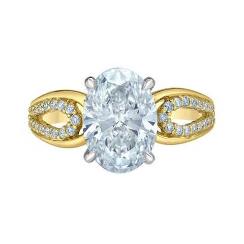 14kt Two-Tone 3.40cttw Lab-Created Oval Diamond Engagement Ring