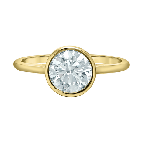 14kt Yellow Gold 1.50cttw Lab-Grown Round Diamond Bezel Engagement Ring