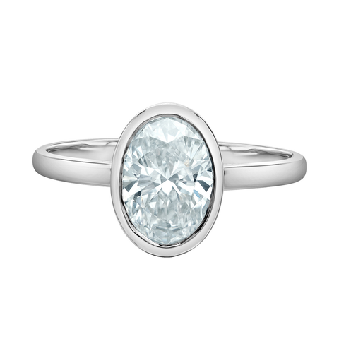 14kt White Gold 1.50ct Lab-Grown Oval Diamond Bezel Engagement Ring