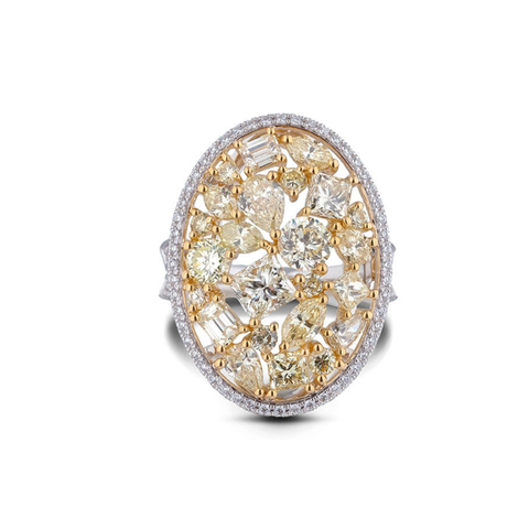 18kt Two-Tone Gold 4.31cttw Oval Shaped Fancy Yellow Diamond Ring