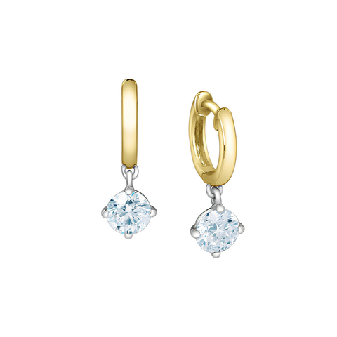 10kt Two-Tone Gold 1.00cttw Lab-Created Diamond Hoop Earrings