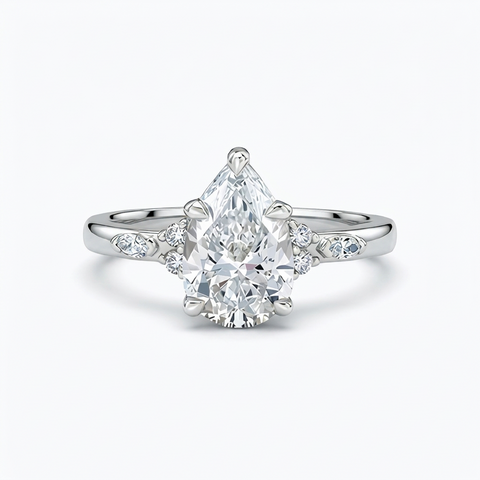 Platinum 2.19cttw Pear Shape Lab-Grown Diamond Ring