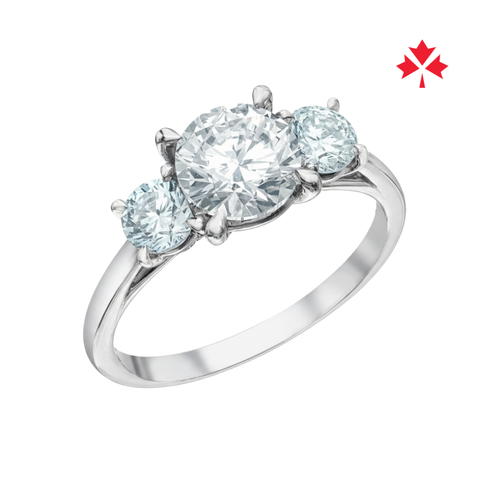 14kt White Gold Canadian Diamond and Aquamarine Three Stone Ring