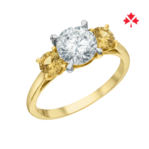 14kt Yellow and White Gold Canadian Diamond and Citrine Three Stone Ring