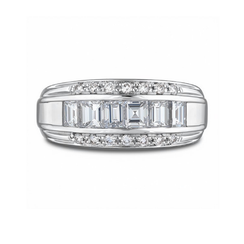 14kt White Gold 1.30cttw Diamond Three Row Dinner Ring
