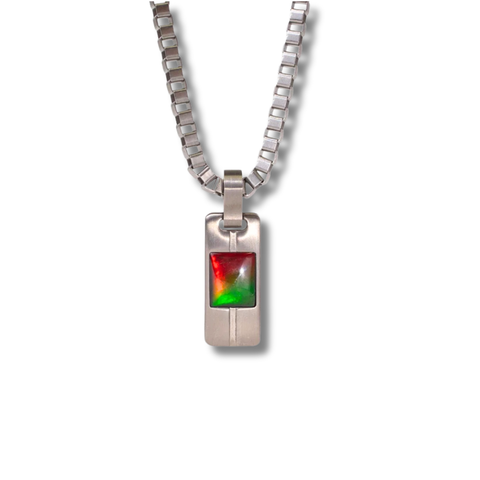 Dusk Ammolite Pendant in Grey Polished Titanium