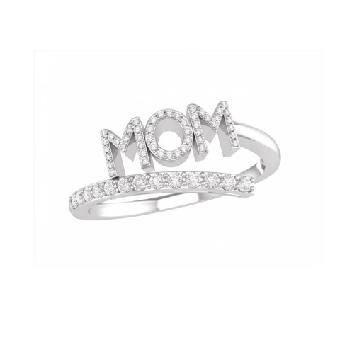10kt White Gold MOM Diamond Ring