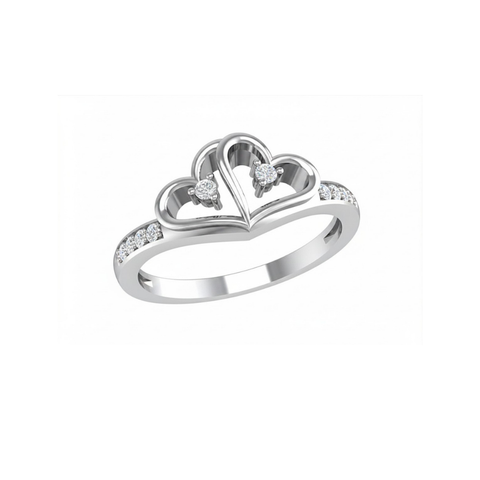 10kt White Gold Double Heart Diamond Ring
