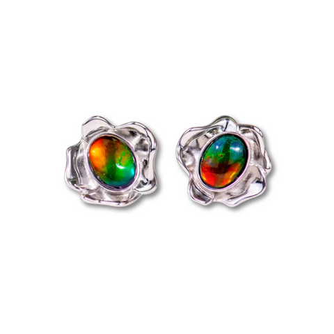 Sterling Silver Bloom Ammolite Stud Earrings