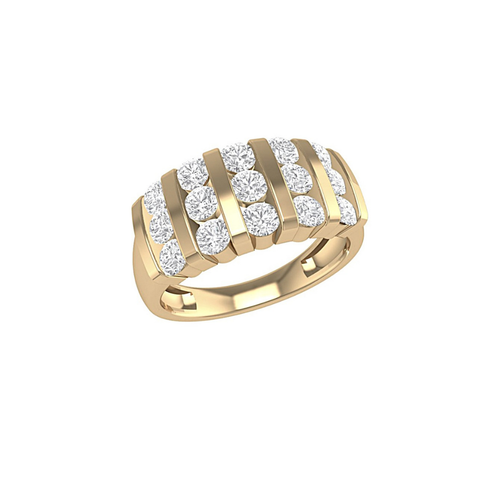 10kt Yellow Gold 1.00cttw Five Row Diamond Ring
