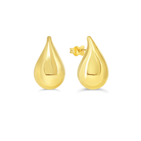 10kt Yellow Gold Large Raindrop Stud Earrings