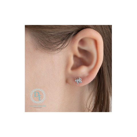 10kt White Gold 0.34cttw Lab-Grown Diamond Butterfly Earrings