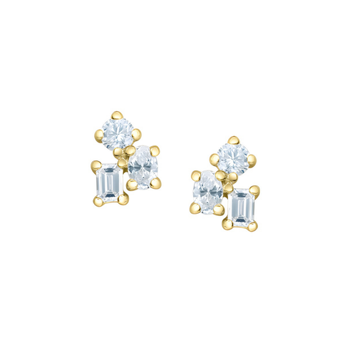 10kt Yellow Gold 0.30cttw Lab-Grown Three Diamonds Earrings