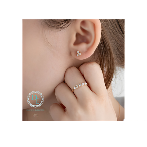 10kt Yellow Gold 0.30cttw Lab-Grown Three Diamonds Earrings