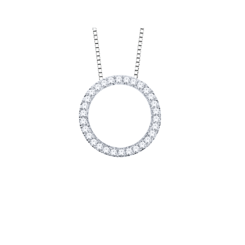 10kt White Gold 0.25cttw Diamond Circle Pendant